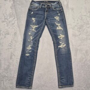 Silver Jeans 28 Suki Mid Pencil Skinny Distressed Jeans Women's  L93217SSJ376